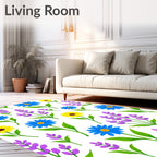 Blue Yellow Purple Floral Meadow Rug