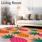Tropical Pink Orange Pineapple Pattern Rug