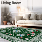 Emerald White Snowflake Medallion Borders Rug