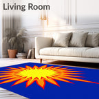 Explosive Yellow Orange Starburst Rug