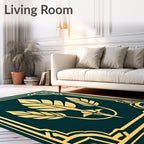 Elegant Teal Golden Feather Trio Rug