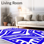 Bold Blue Geometric Diamond Art Rug