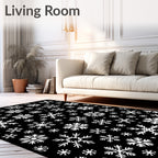 Dazzling White Snowflakes on Black Rug