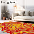 Vibrant Red Yellow Swirl Agate Rug