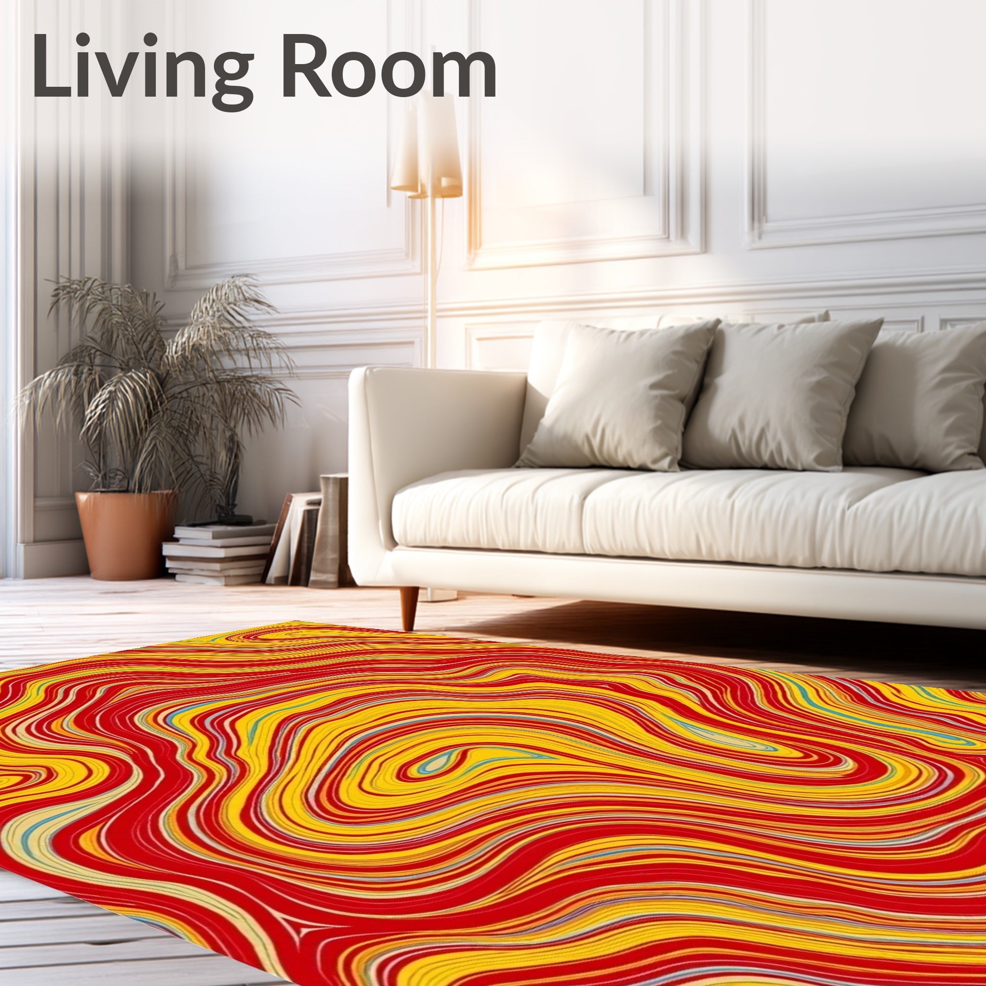 Vibrant Red Yellow Swirl Agate Rug