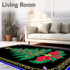 Festive Emerald Christmas Tree Bow Rug