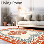 Crimson and Navy Filigree Scroll Rug