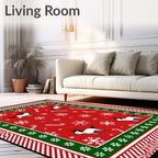 Festive Red Dog Snowflakes Candy Canes Rug