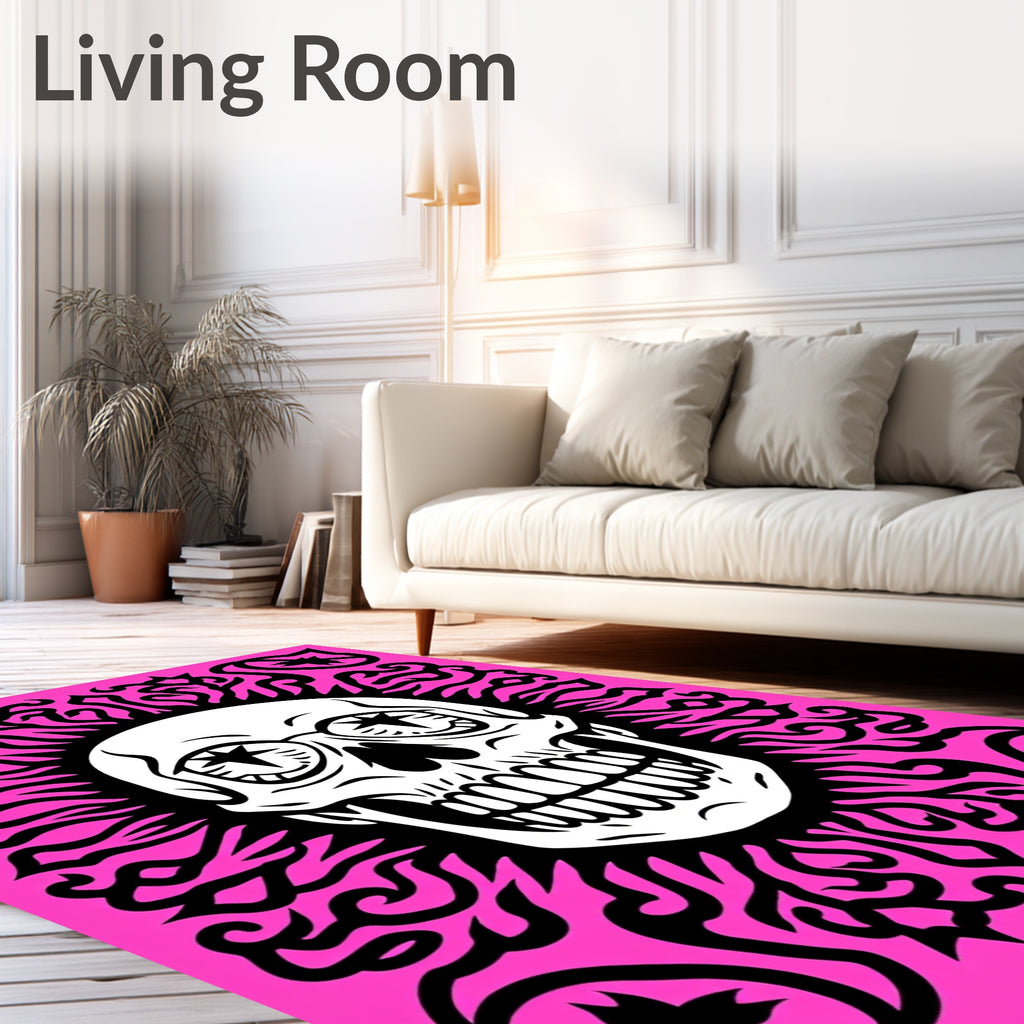 Vibrant Pink Skull Embrace Rug