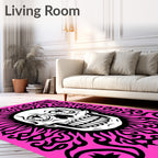 Vibrant Pink Skull Embrace Rug