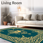 Gold Eagle Teal Ornate Floral Border Rug