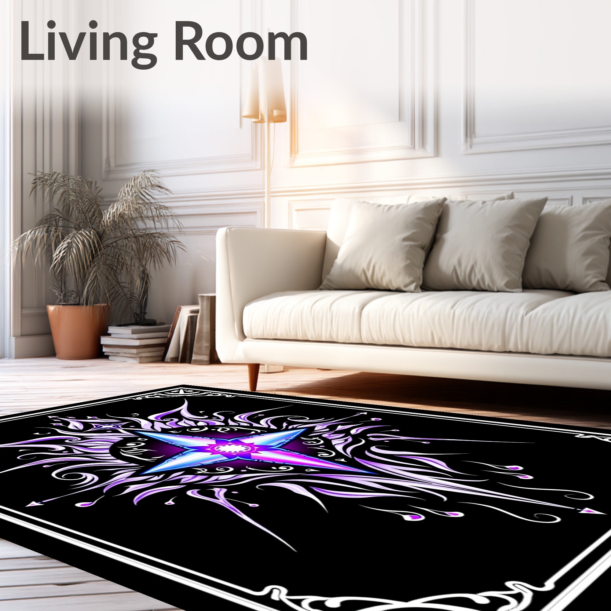 Radiant Purple Starburst Mandala Rug