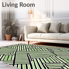 Green Black Intersecting Lines Geometric Rug