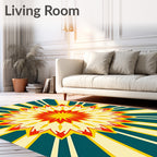 Starburst Red Yellow Teal Sunburst Rug