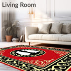 Crimson Red Birds Laurel Wreath Frame Rug