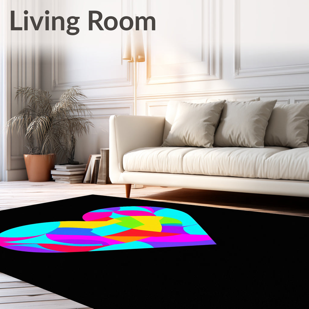 Vibrant Heart Art Shattered Glass Rug