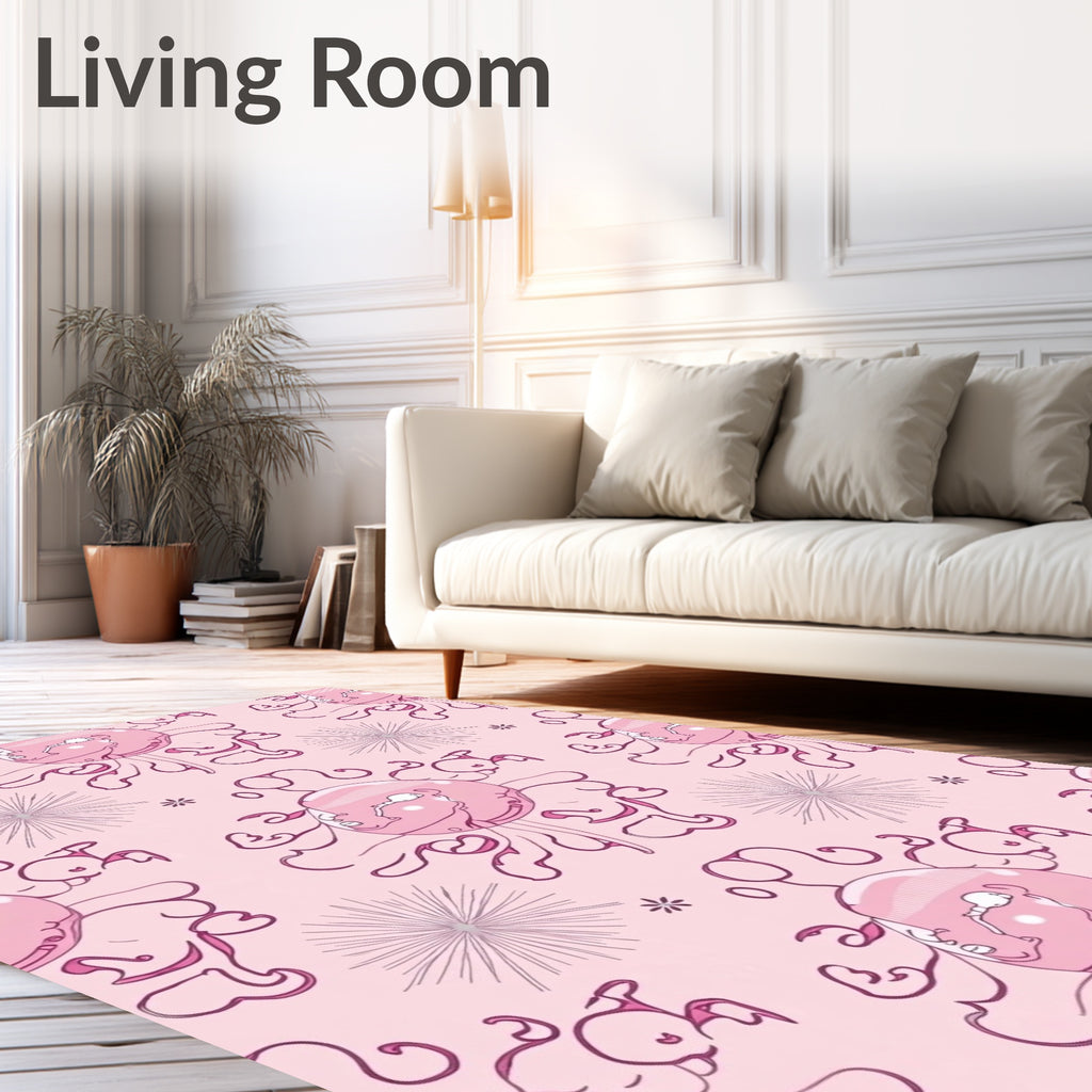 Pink Jellyfish Doodles Starburst Rug