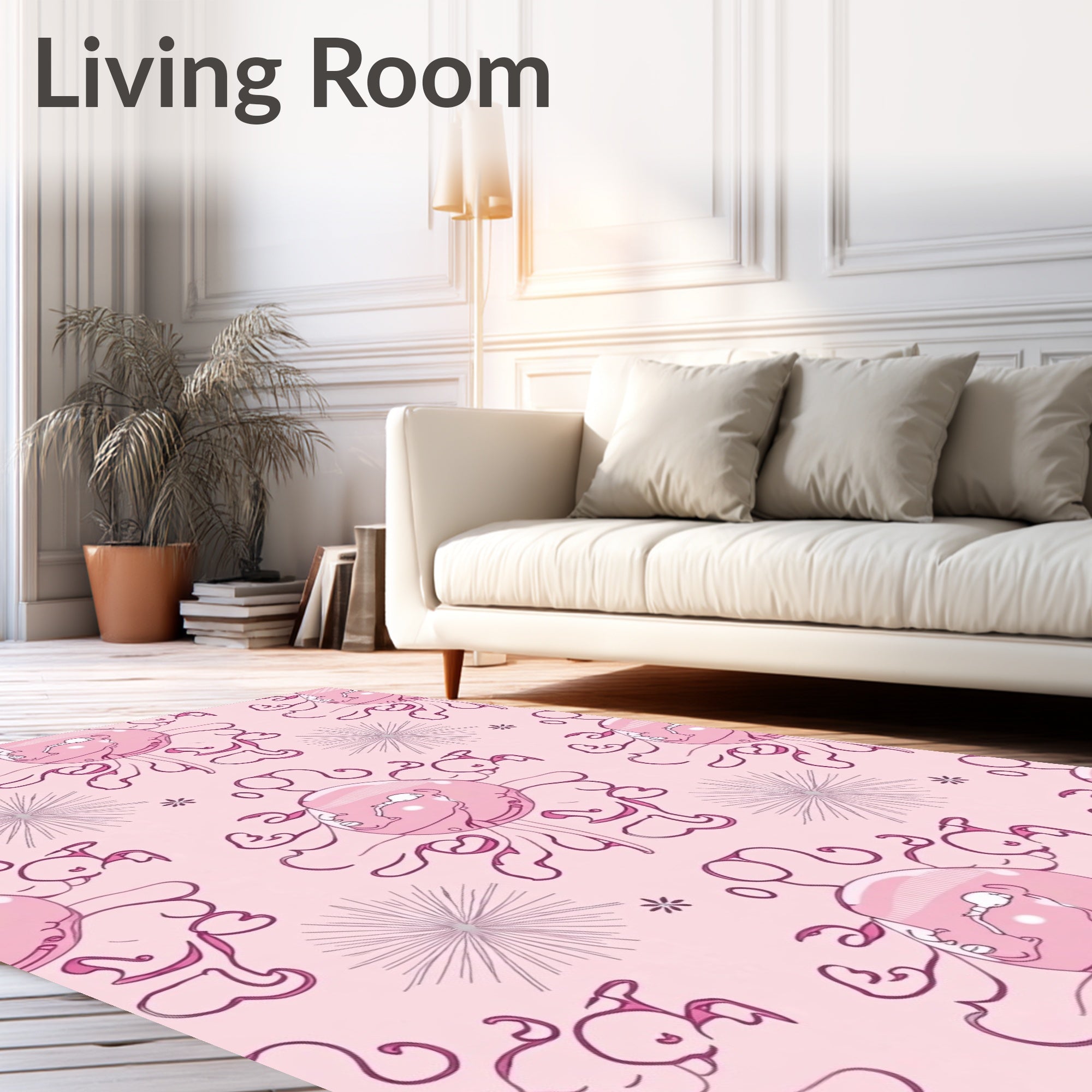 Pink Jellyfish Doodles Starburst Rug