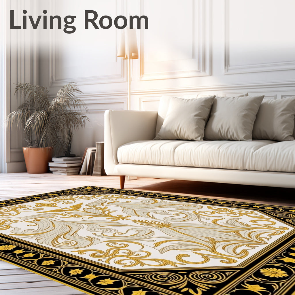 Antique Gold Laurel Winged Emblem Rug