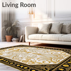 Antique Gold Laurel Winged Emblem Rug