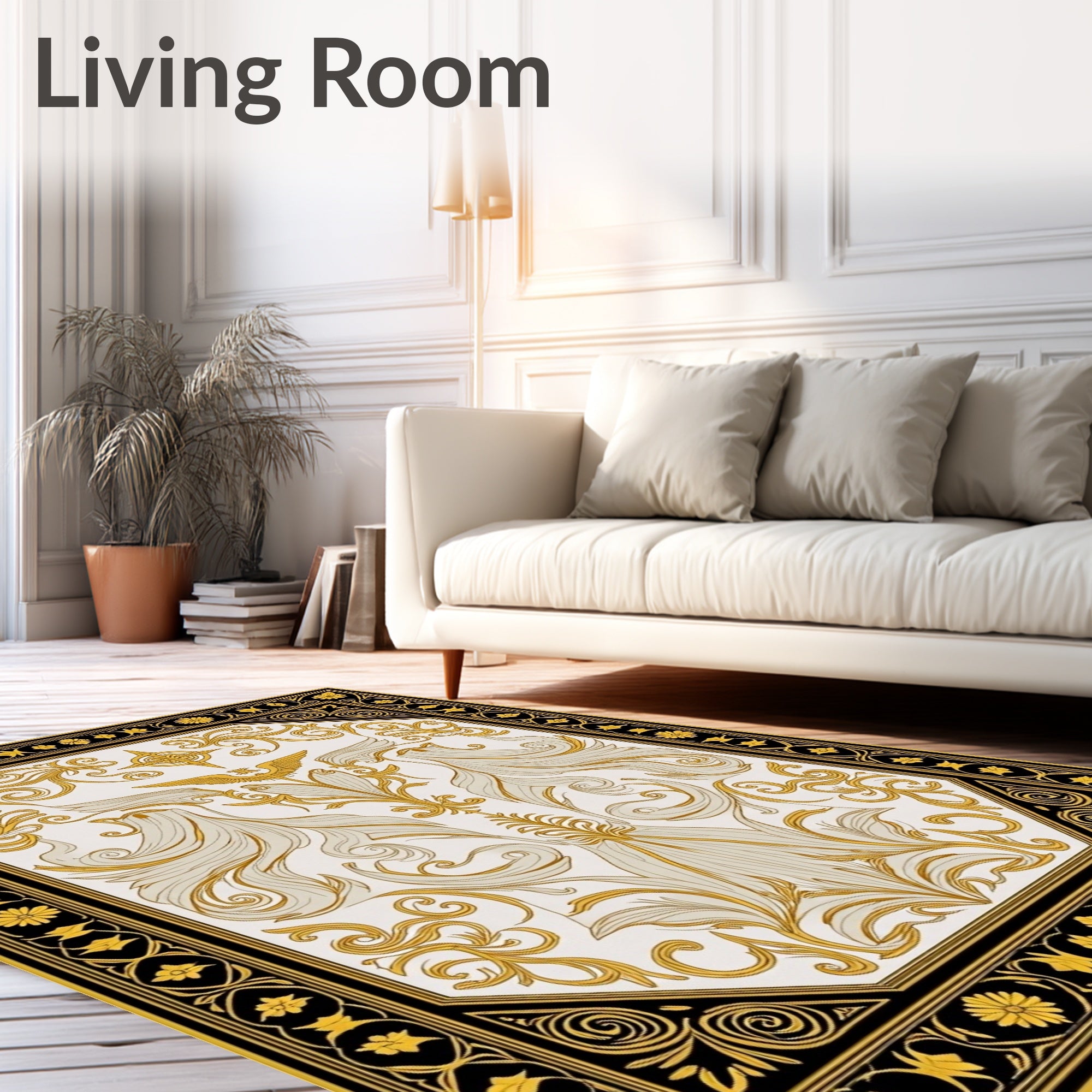 Antique Gold Laurel Winged Emblem Rug