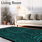 Electric Blue Maze Geometric Rug
