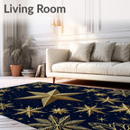 Golden Starflake Celestial Night Rug