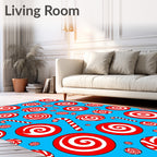 Red White Swirl Candy Cane Holiday Rug