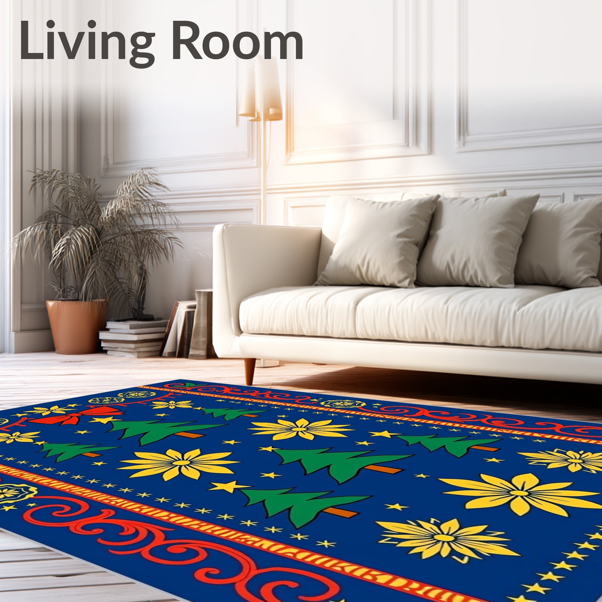Festive Green Christmas Tree Collection Rug
