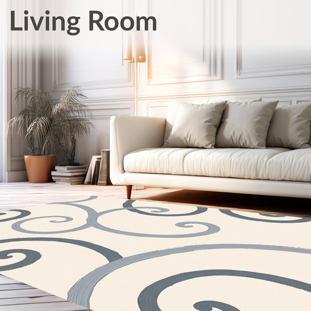 Gray Swirls On Cream Background Rug