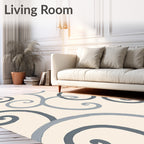 Gray Swirls On Cream Background Rug