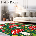 Whimsical Red And White Mushroom Forest Rug