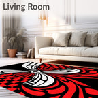 Bold Red Black Winged Checker Rug