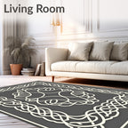 Cream Intertwined Celtic Knot Border Rug