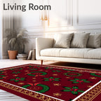 Crimson Wreath Holly Starburst Border Rug