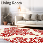 Crimson Baroque Flourish Scroll Rug
