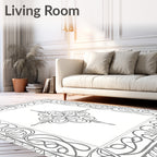 Ornate Gray Scrollwork Medallion Border Rug