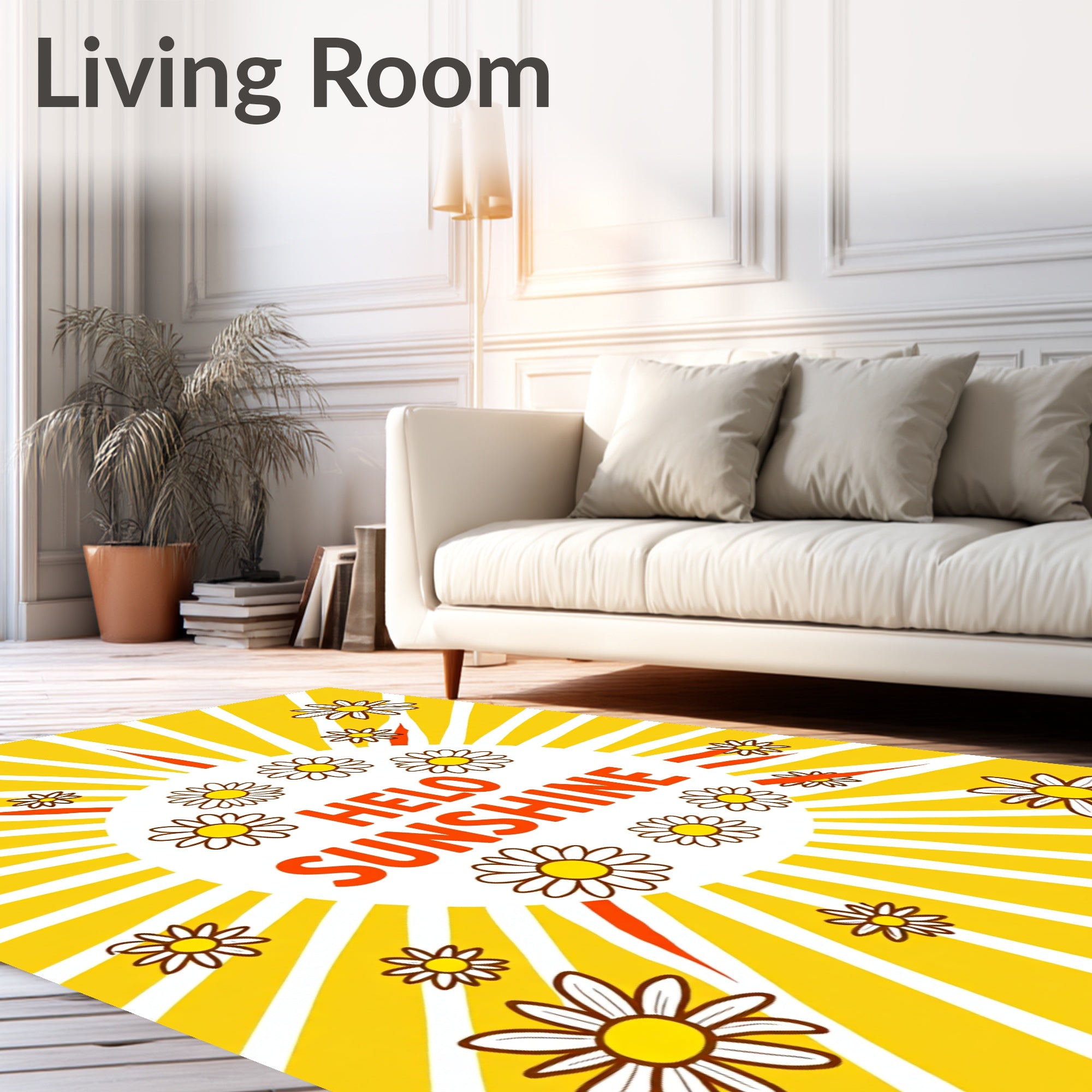Yellow Daisy Sunshine Rays Rug