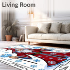 Mystical Snow Wizard Red Blue Snowflakes Rug