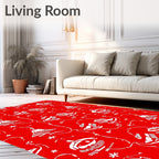 Whimsical Red Lamp Shoe Floral Rug