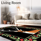 Elegant Deer And Floral Border Rug