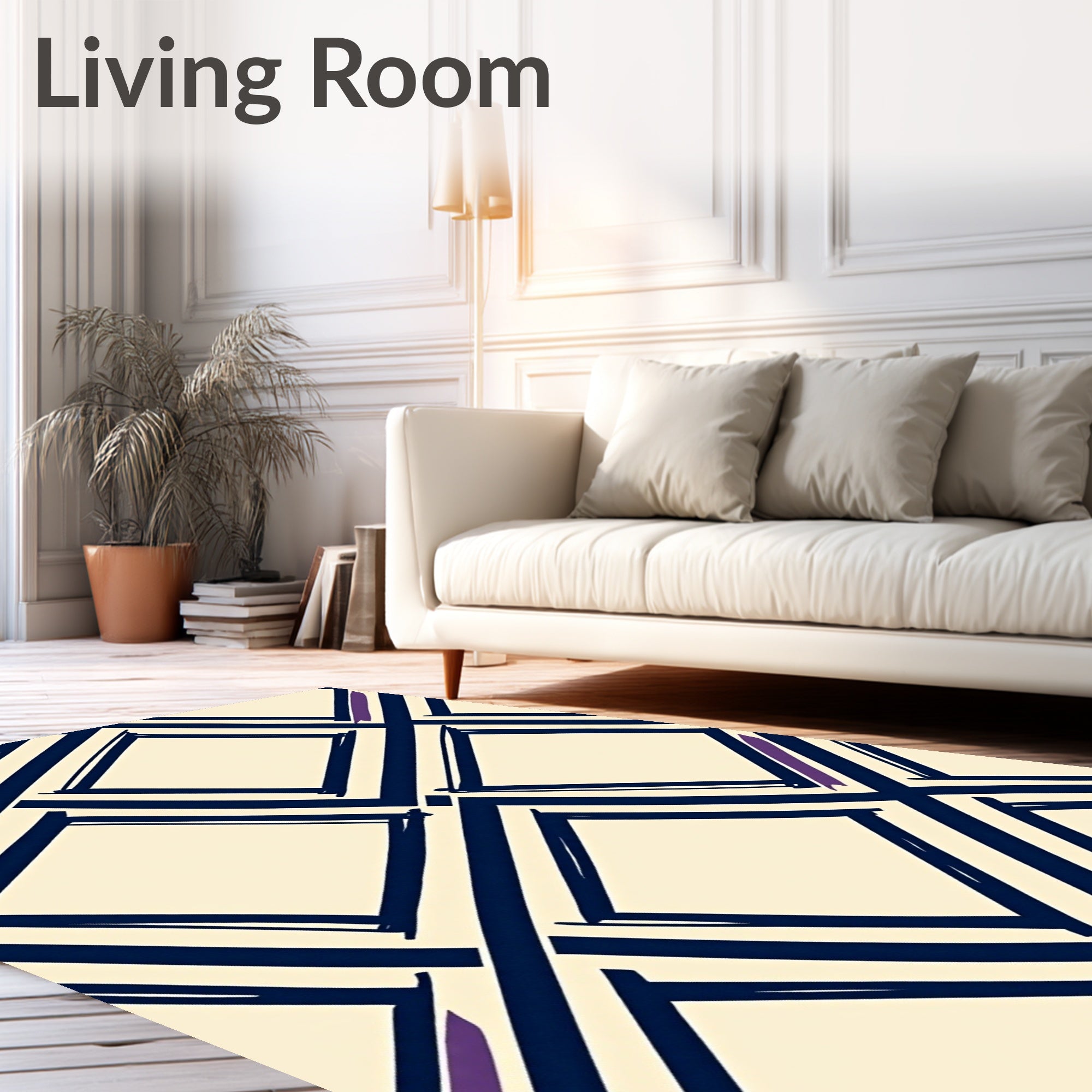 Navy Purple Diamond Stripe Rug