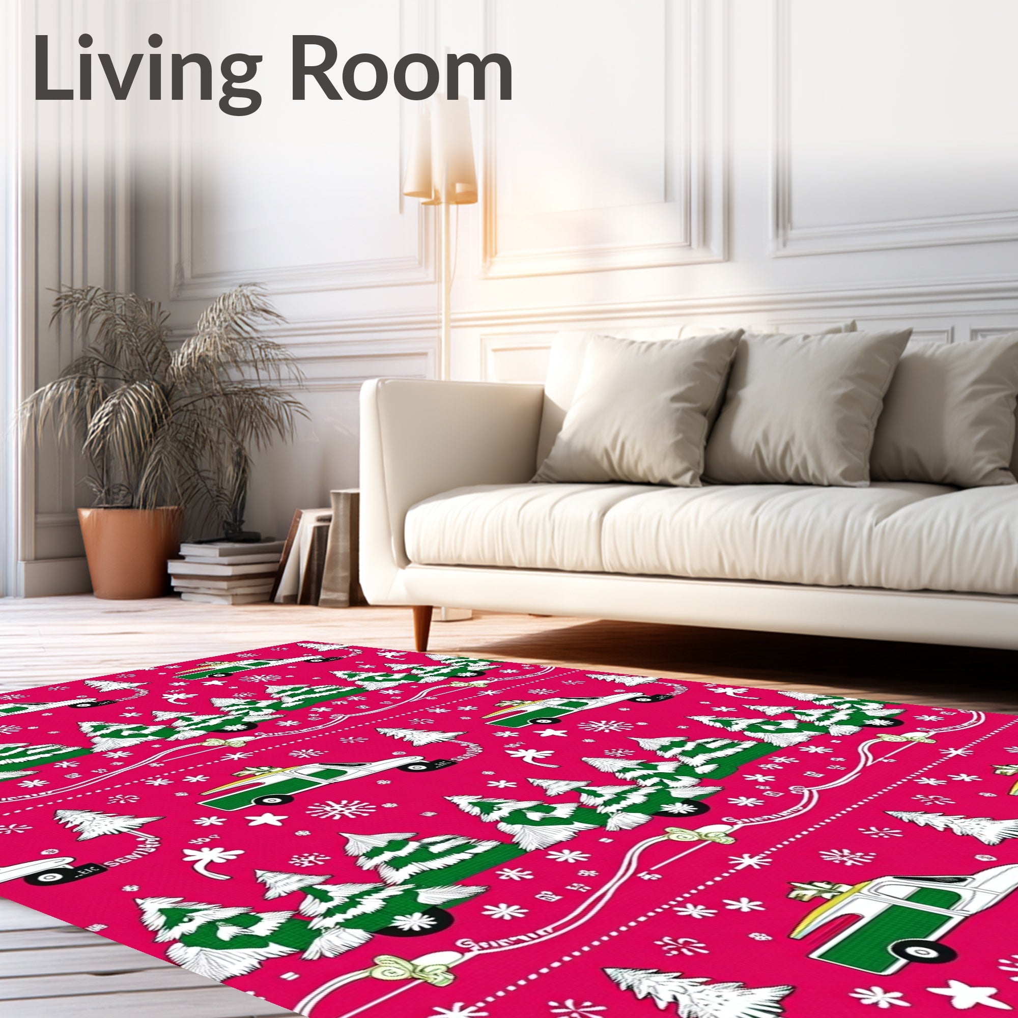 Christmas Trees Trucks Holiday Border Rug