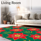 Bold Red Yellow Floral Wheat Rug