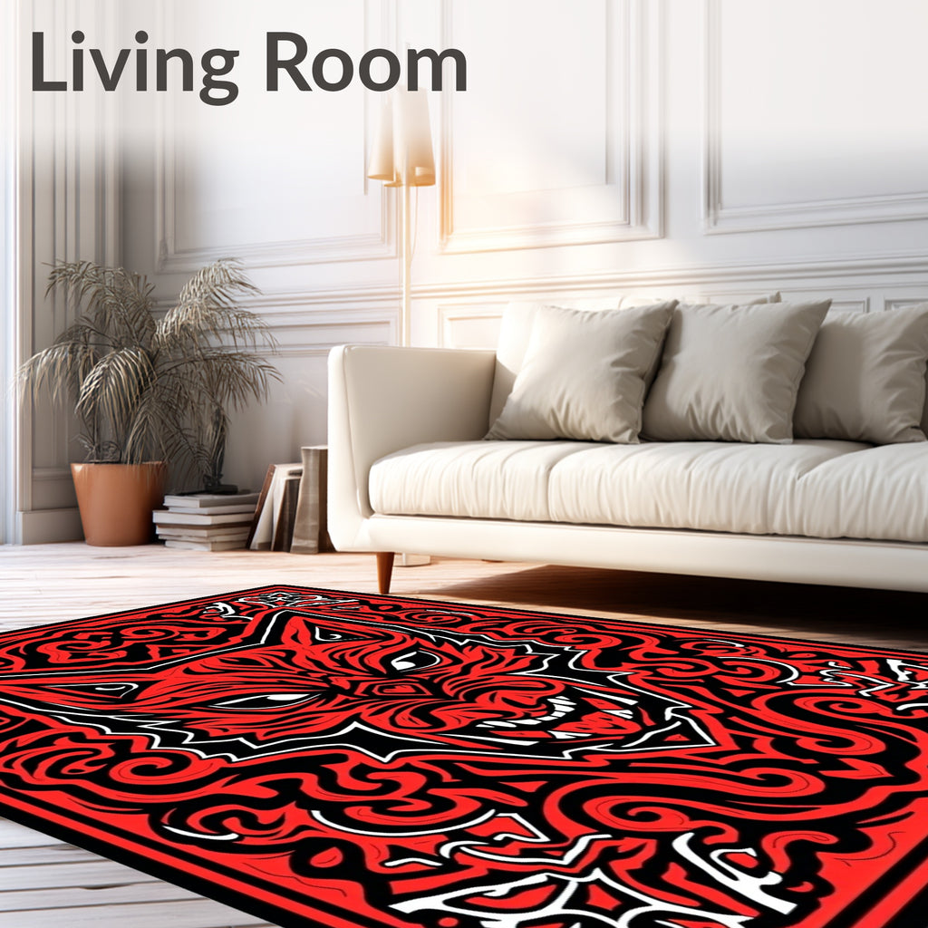 Crimson Red Fierce Beast Swirl Rug