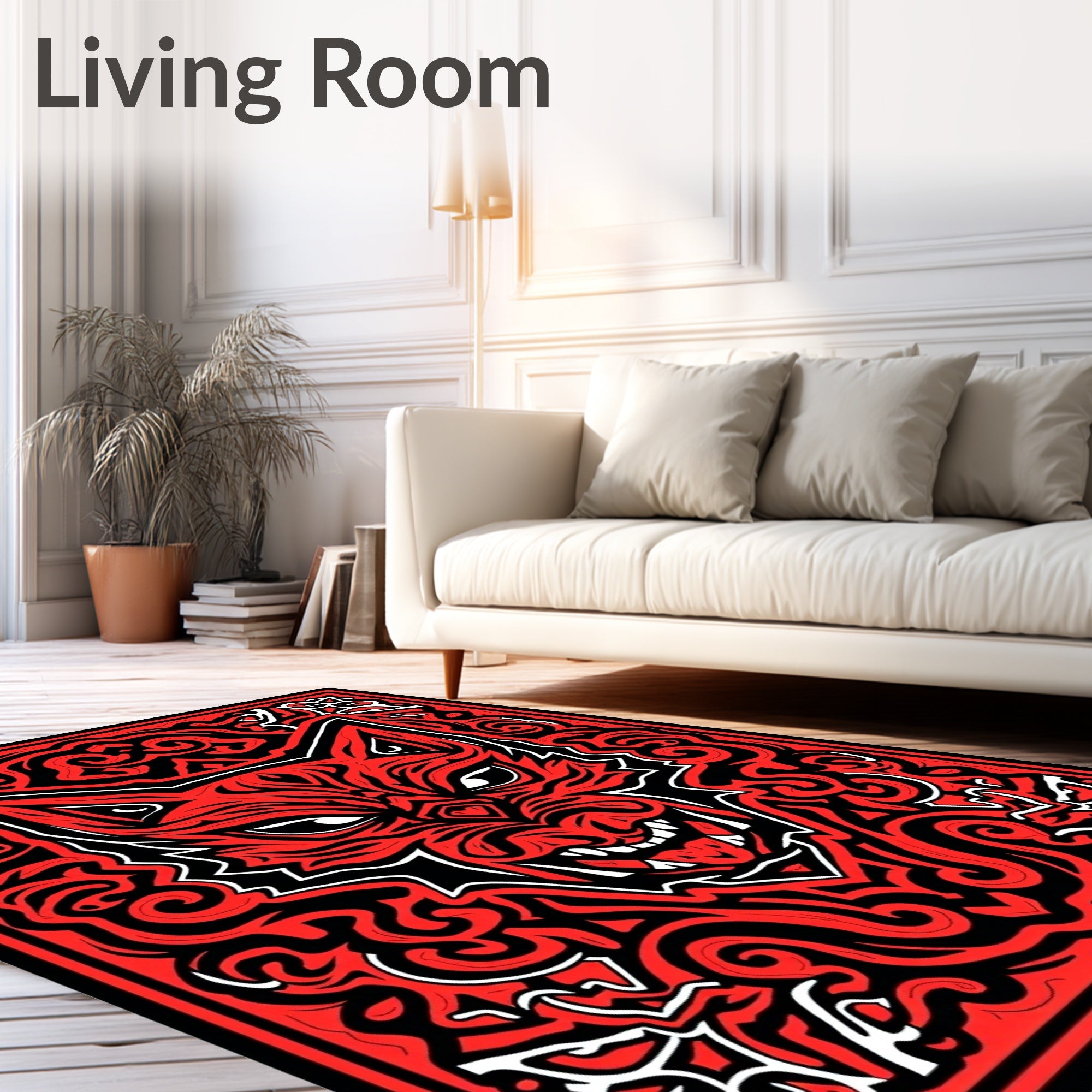 Crimson Red Fierce Beast Swirl Rug