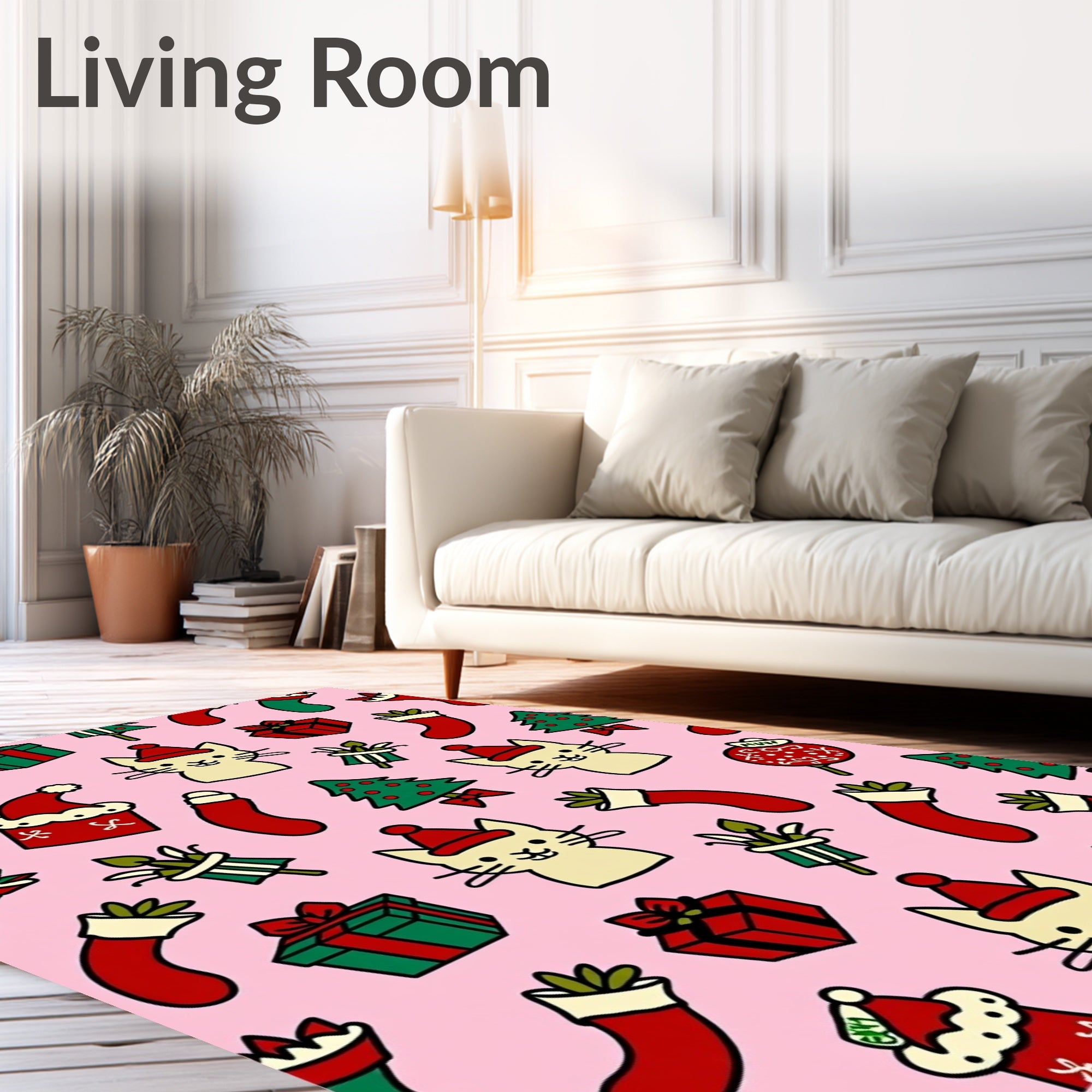 Cute Christmas Cats Gifts and Stockings Rug