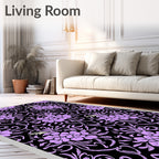 Lavender Violet Floral Vine Background Rug