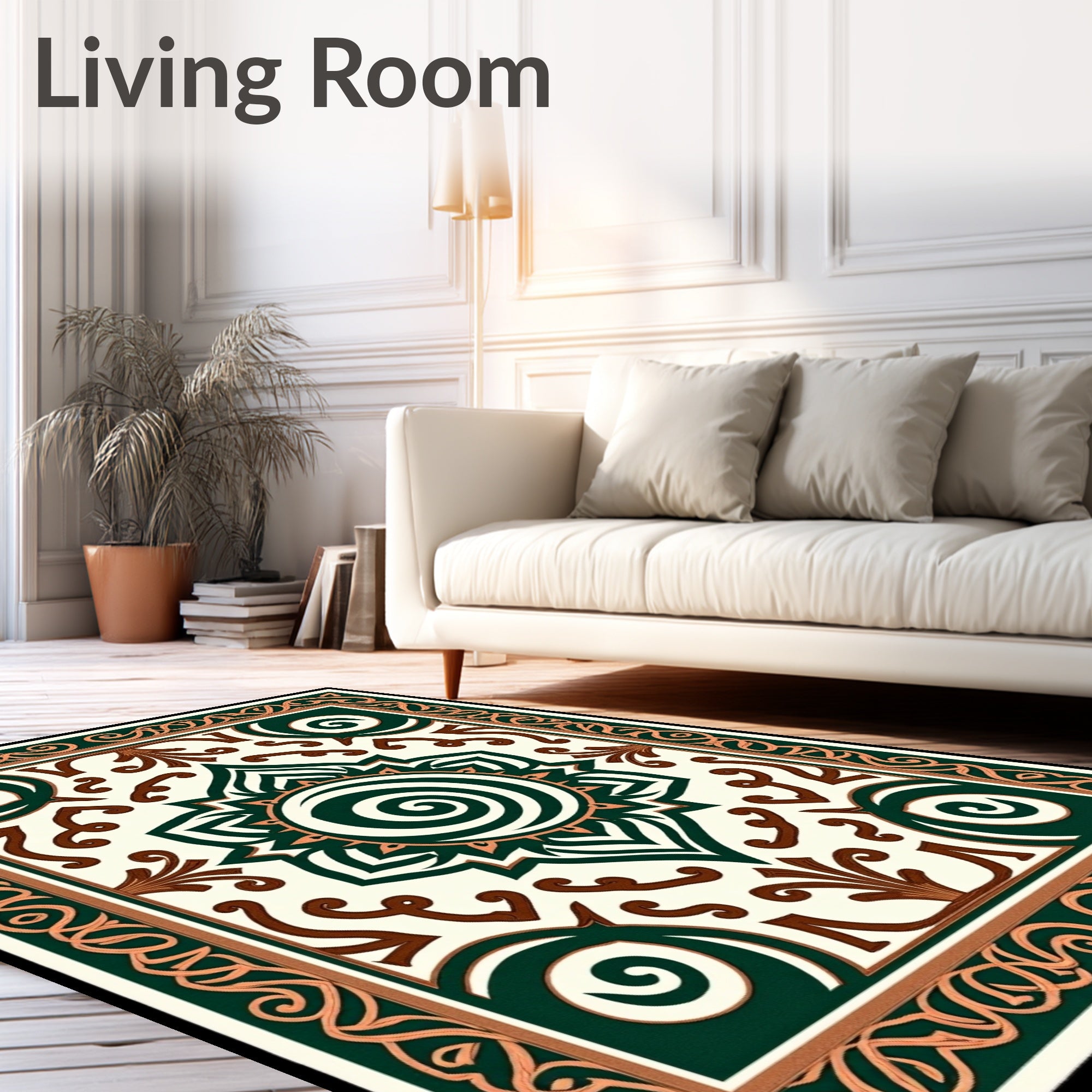 Emerald Green Swirl Medallion Rug