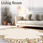 Elegant Golden Scrollwork Frame Rug